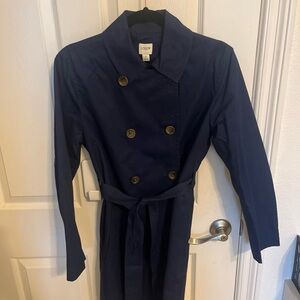 J.Crew Navy Double-Breasted Trench Coat